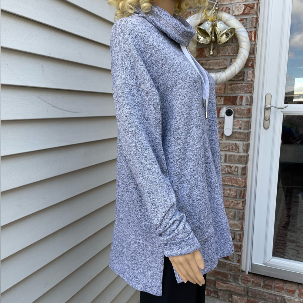 Old Navy Gray Large Funnel-Neck Sweater Long Sleeves Oversized Extra Long Large - Picture 5 of 15